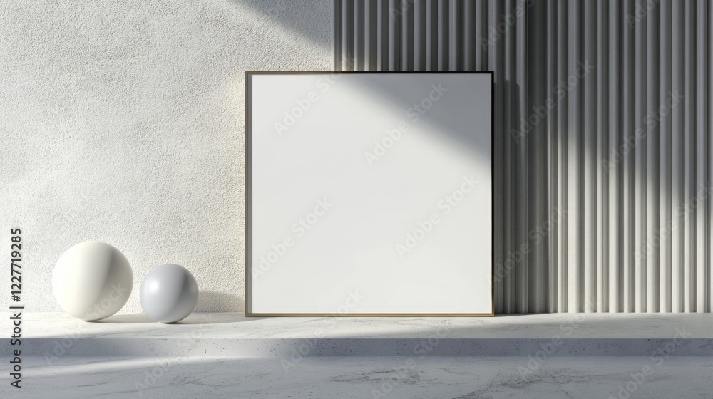 Poster square poster frame mockup in modern interior setting with minimalist design and ample copy space fo