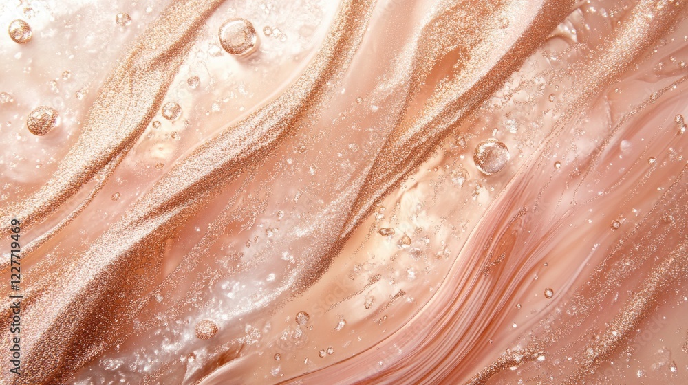 Poster Rose gold shimmering background with a textured surface and bubbles creating an elegant and luxurious atmosphere for design projects