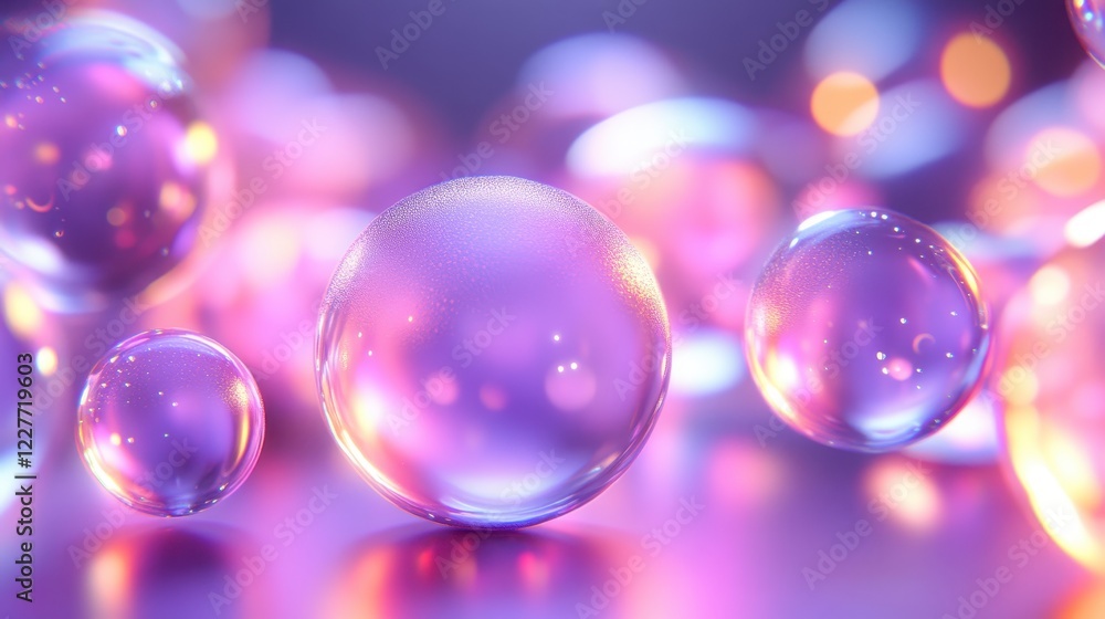 Aufkleber abstract image of translucent purple spheres with sparkling textures, illuminated by soft lighting a