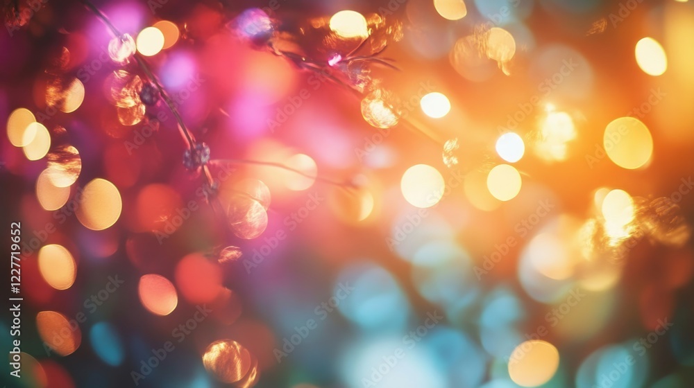 Poster Vibrant abstract bokeh image with colorful lights ideal for modern wall decor enhancing living spaces with elegance and serenity