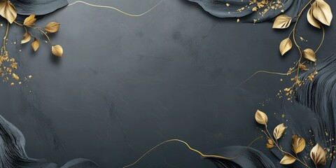 Elegant gray backdrop with golden accents and ample empty space for customizable text or graphics in a refined design