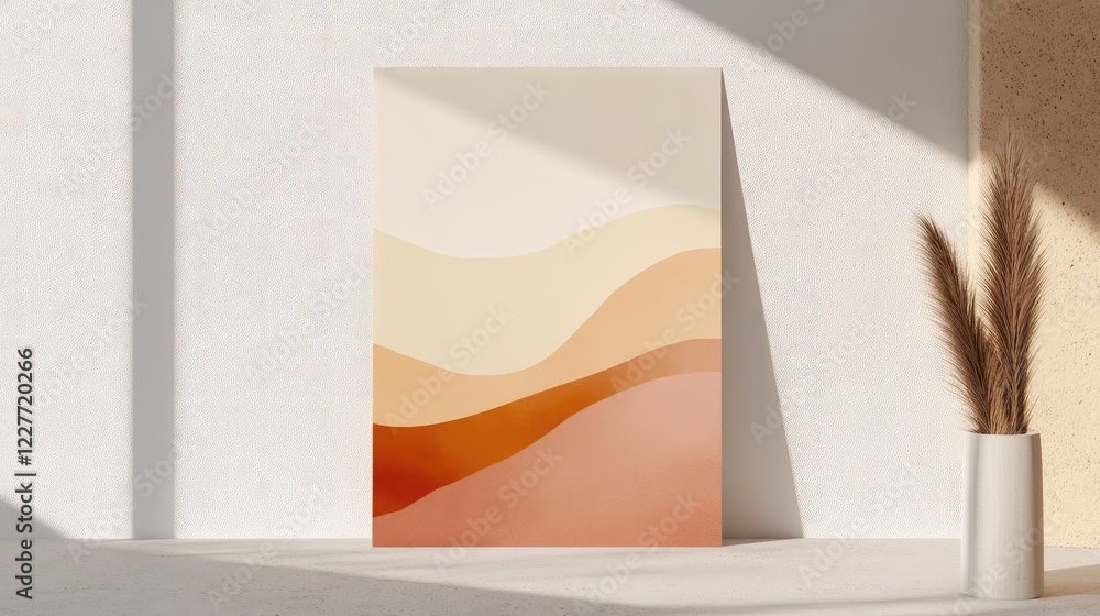 Poster elegant minimalist abstract art print with warm earth tones and soft curves for modern interior deco