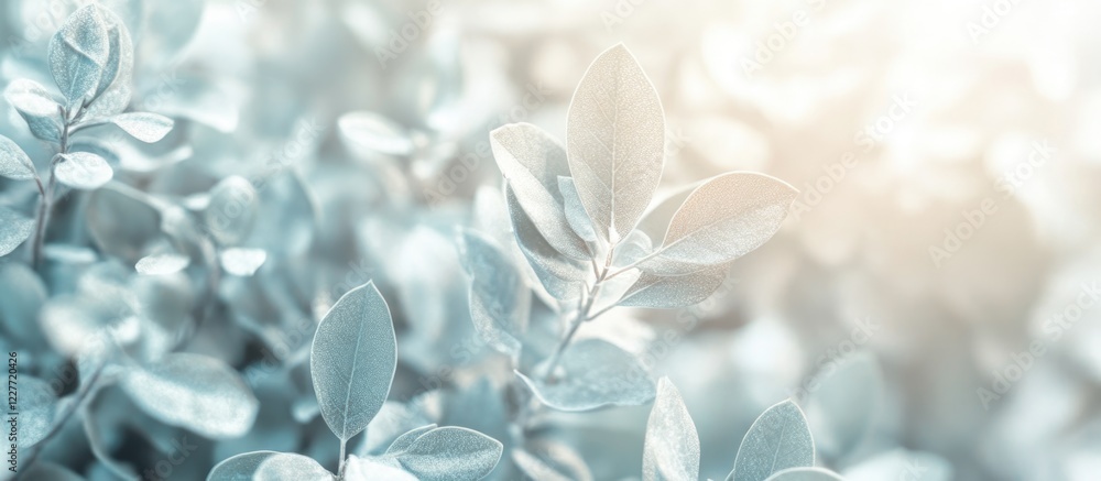 Poster close-up of glistening leaves and grass roots under sunlight with empty space for text showcasing th
