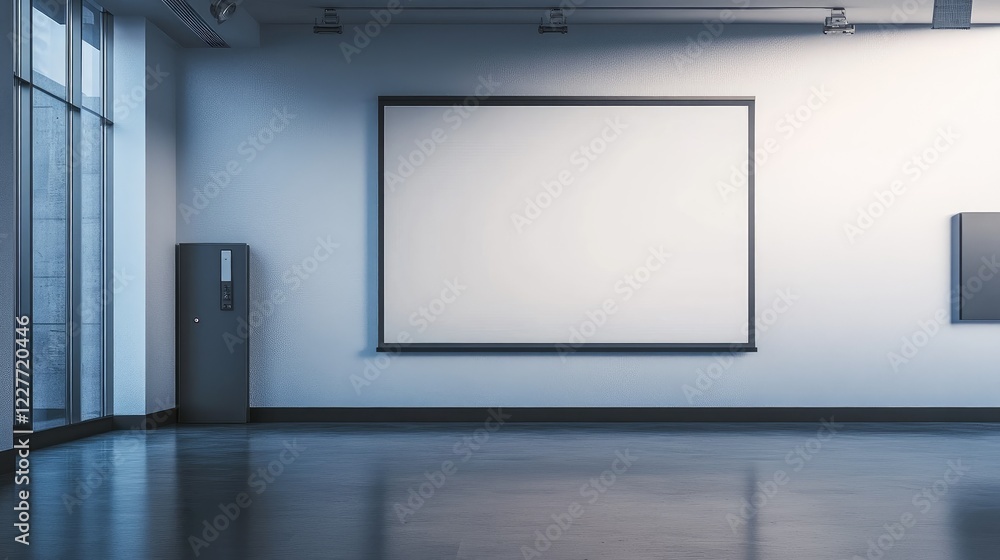 Sticker Modern Minimalist Gallery with Empty Canvas Ideal for Art Display