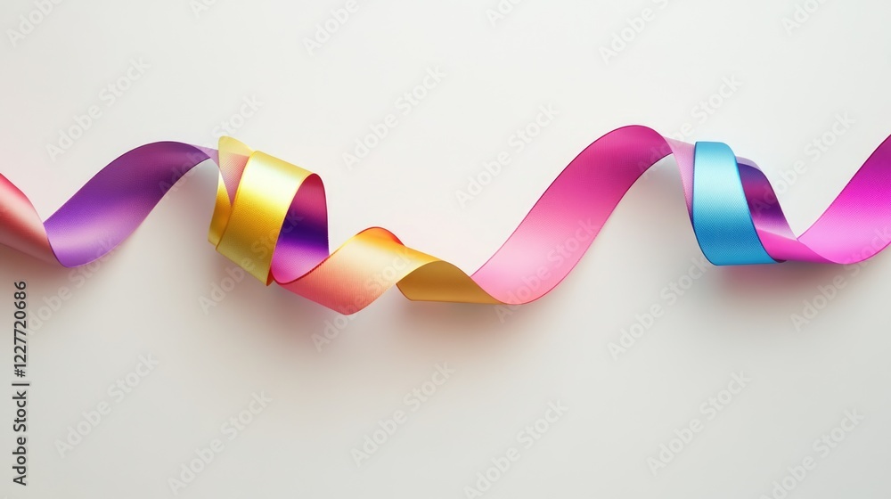 Poster colorful curved ribbon on soft background with blank space for custom text or promotional message de