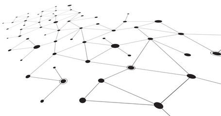 3d geometric abstract data paths connecting lines hexagon in transparent background