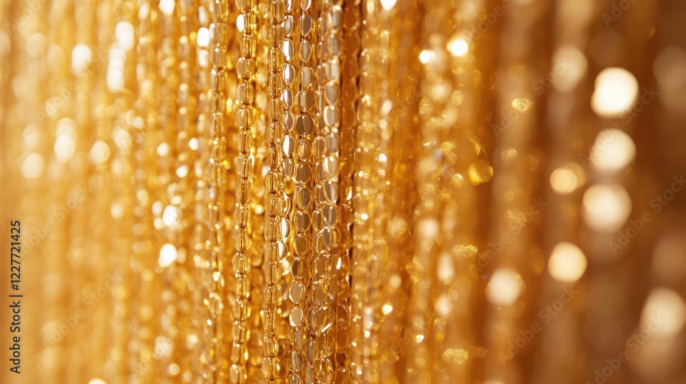 Poster glittering gold sequined curtain creating a stunning backdrop texture for festive and celebratory th