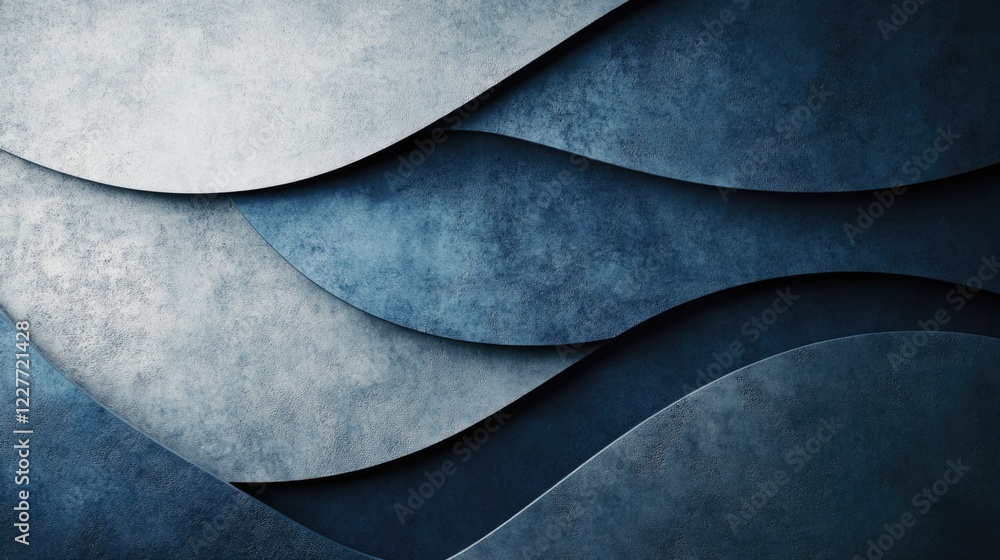 Poster elegant abstract wave pattern background design in shades of blue and gray with ample space for text