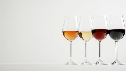 Sommelier presenting wine tasting techniques with a variety of wine glasses on a clean background suitable for text insertion.