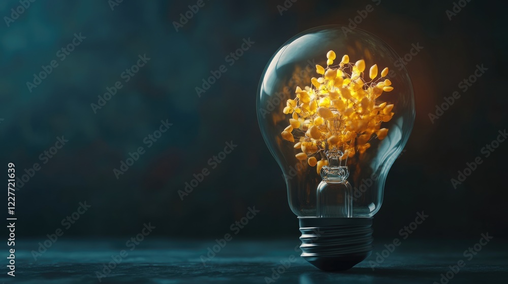 Poster seedling concept of innovation growing inside lightbulb symbolizing creative ideas and potential for