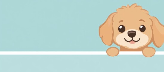 Fototapeta premium Cute cartoon dog with spelling rectangle and empty space for text ideal for pet-related promotions and children's educational materials.