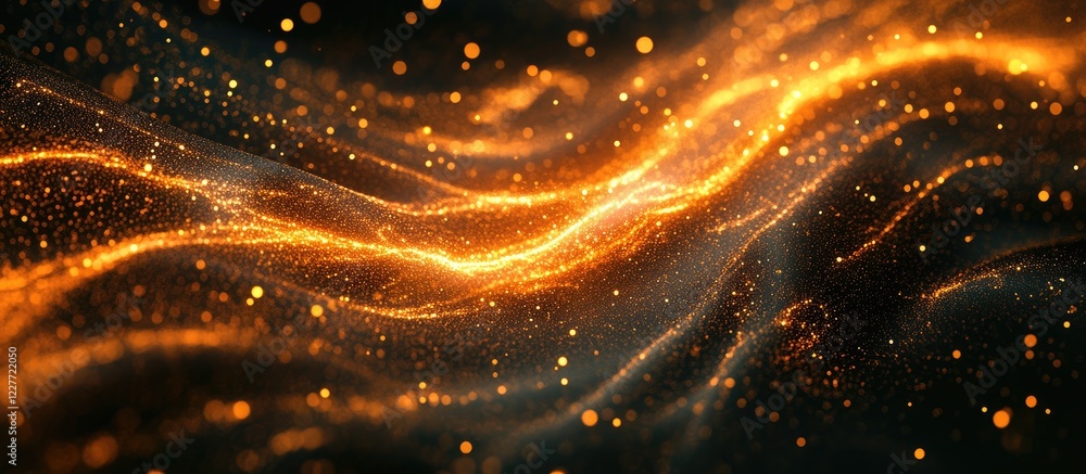 Aufkleber Abstract Glowing Wave Background with Magical Energy Effects and Empty Copyspace for Text in Technology and Design Concepts