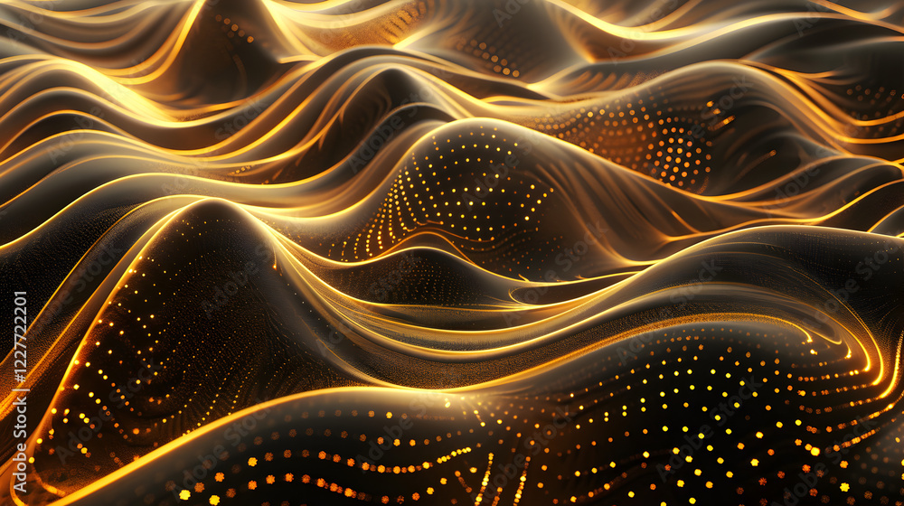 Poster abstract waves of golden light and texture create a dynamic visual experience.