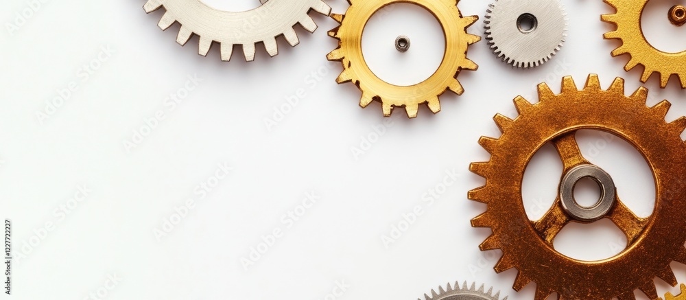 Poster precision engineering gears illustrating enhanced reliability and efficiency with ample empty space 