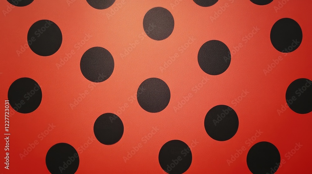Poster red background with bold black polka dots stylish pattern for textiles and design projects