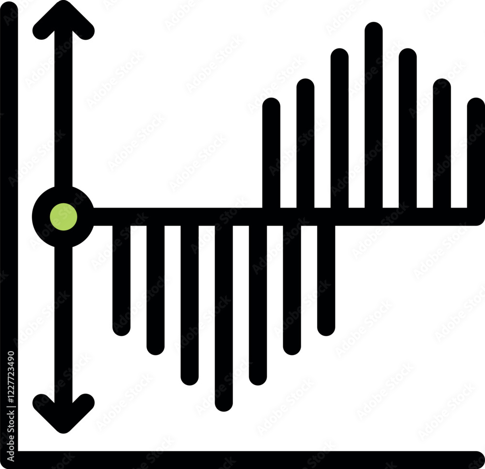 Poster fluctuating data is represented on a graph with a vertical axis and a highlighted data point