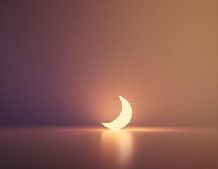 A glowing crescent moon illuminating a peaceful, minimalistic background.