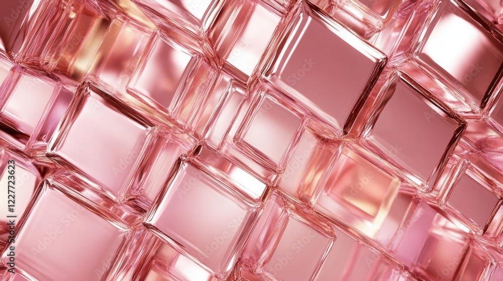 Poster rose gold glossy plexiglass cubes arrangement creating a stunning reflective background for elegant 