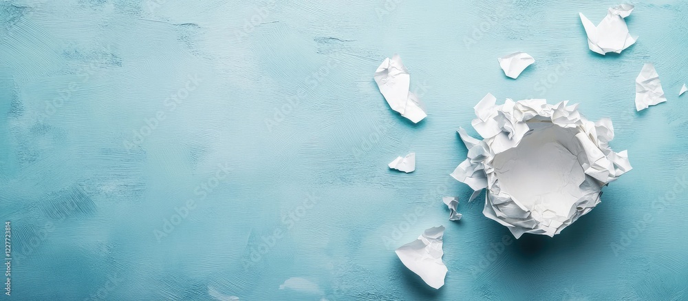 Poster engineering project delay concept with crumpled paper and negative space for copy