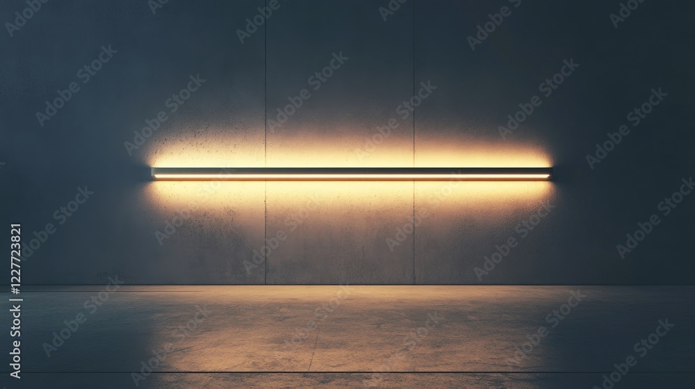 Poster modern led lighting in minimalist space with concrete wall and soft glow effects