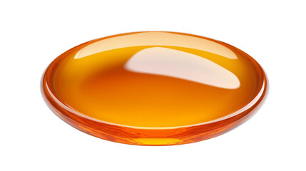 Amber liquid sphere glows brightly in darkness