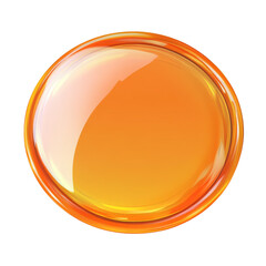 A digitally rendered image showcases a glossy orange circle with a gradient effect and reflective qualities against a black background.