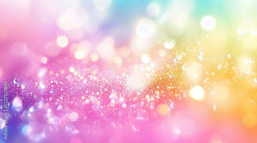 Poster Macro dew droplets creating colorful light effects on a vibrant blurred background suitable for luxury logo or business card design.
