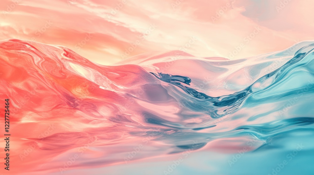 Poster abstract colorful water surface with fluid waves in soft pastel tones for tranquil and serene backgr