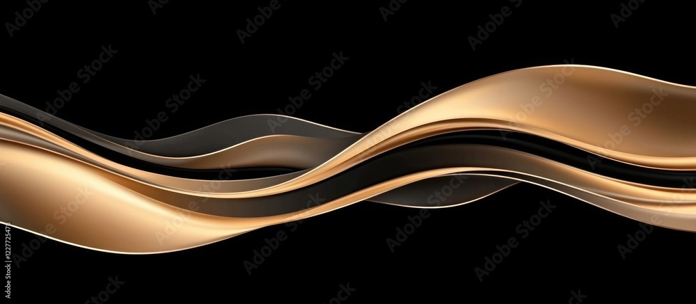 Poster elegant gold and black smooth silk waves background with ample space for personalized text and desig