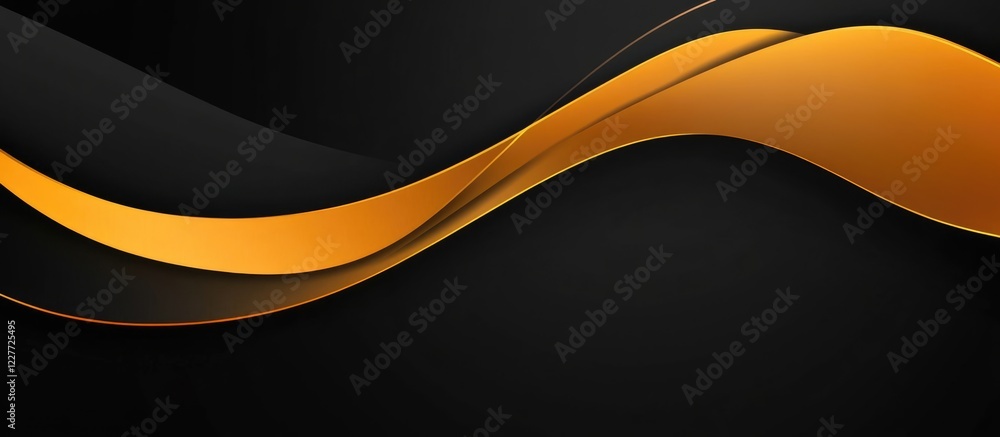 Poster elegant gold and black silk waves background with ample copy space for text and design elements in a