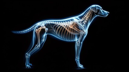 Obraz premium Canine Chest X-Ray Silhouette: Veterinary Diagnostic Image