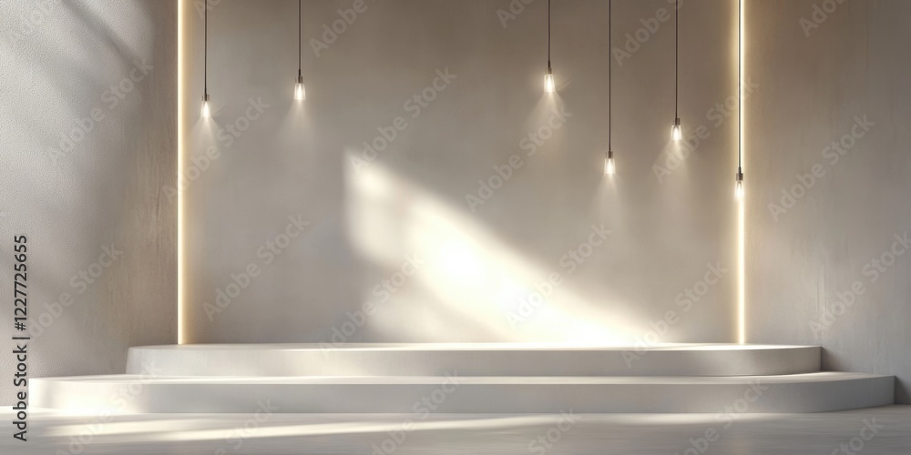 Aufkleber elegant minimalist lighting design with soft shadows and neutral tones featuring copy space for text