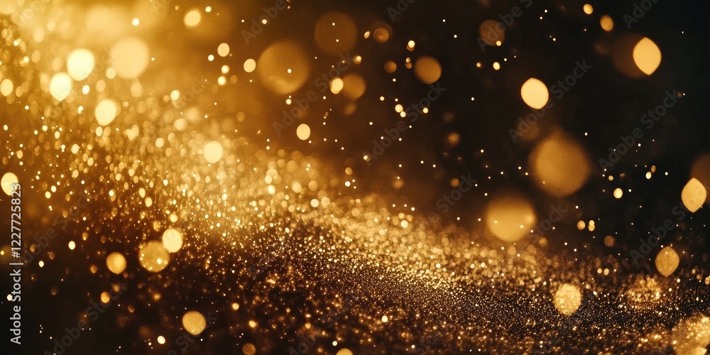 Poster elegant golden bokeh background with sparkling particles ideal for celebratory invitations and greet