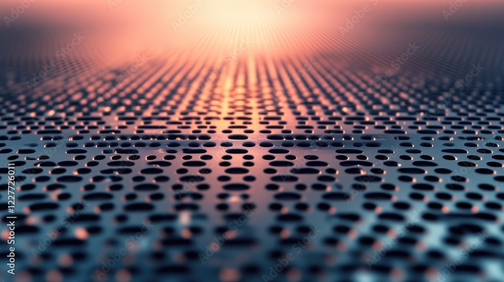 Poster abstract industrial metal grate background with gradient light effects and dotted texture in a wide 