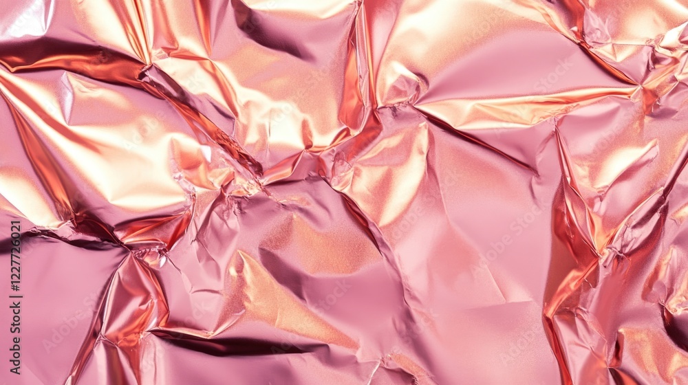 Poster Rose gold metallic foil crumpled texture background for elegant designs and sophisticated visual compositions