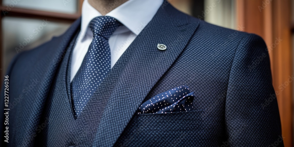 Poster elegant dark suit with matching tie and cufflinks showcasing refined style and sophistication with s