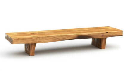 Fototapeta premium 48. A wooden TV stand with a natural finish and wide surface, placed on a white background