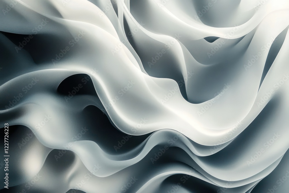 Poster abstract flowing waves in soft light and shadow