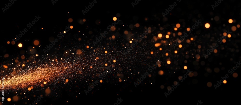 Aufkleber elegant golden sparkles on a black background with ample empty space for text integration for creati