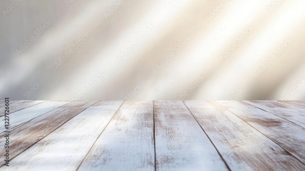 Aufkleber Rustic wooden boards background with soft shadows and natural light ideal for product display and empty copyspace for text placement