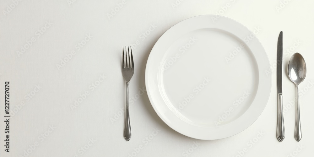 Aufkleber elegant minimalist table setting for winter celebrations with space for text and empty dinner plate 
