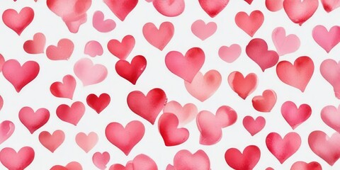 Red and pink watercolor hearts isolated on white, intimate, two