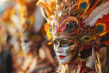  Ornate Carnival Mask with Vibrant Feathers and Elaborate Design for a Captivating Festive Celebration