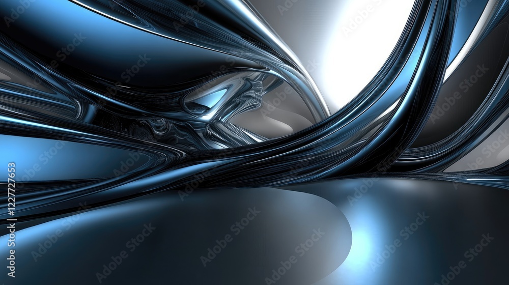 Poster futuristic abstract design featuring sleek metallic blue and gray textures ideal for modern computer