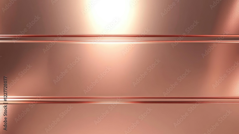 Poster Elegant rose gold background featuring a glowing illuminated horizontal banner ideal for adding text or branding elements.