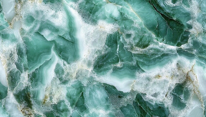 Obraz premium Green marble texture with liquid patterns and bubbles