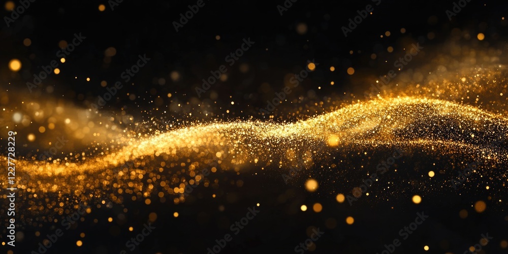 Aufkleber golden glittering background design with bokeh effect and space for custom text or branding