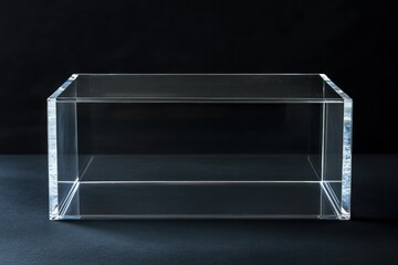 Clear acrylic box on dark background