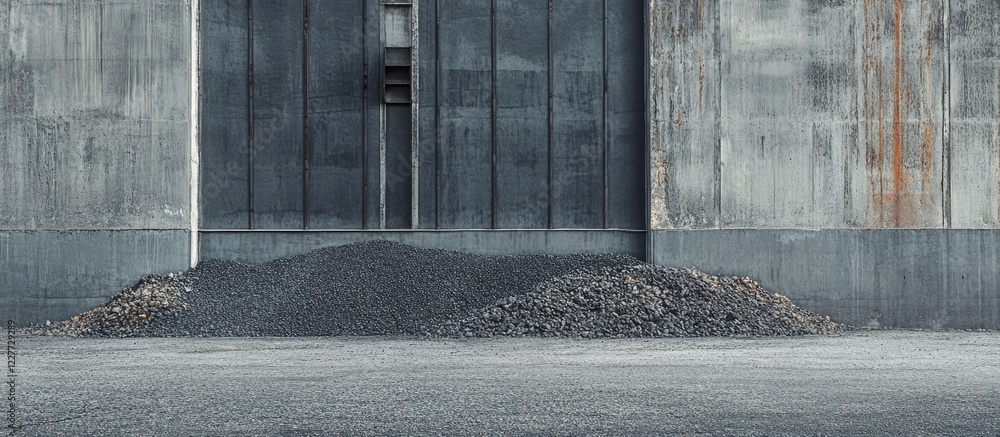 Poster concrete charcoal factory with a textured wall and empty space ideal for overlaying text or graphics