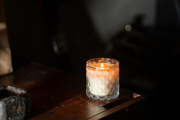 Cozy Candle Glow in Dim Light